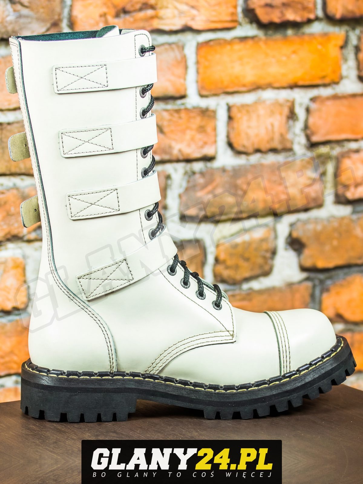 Glany 15 dziurek z 4 klamrami białe