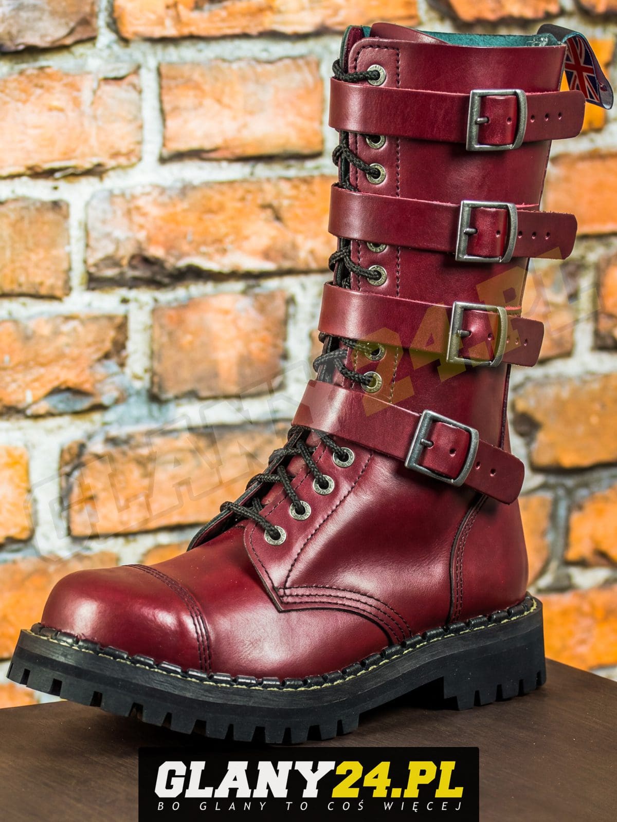 Glany 15 dziurek z 4 klamrami bordowe