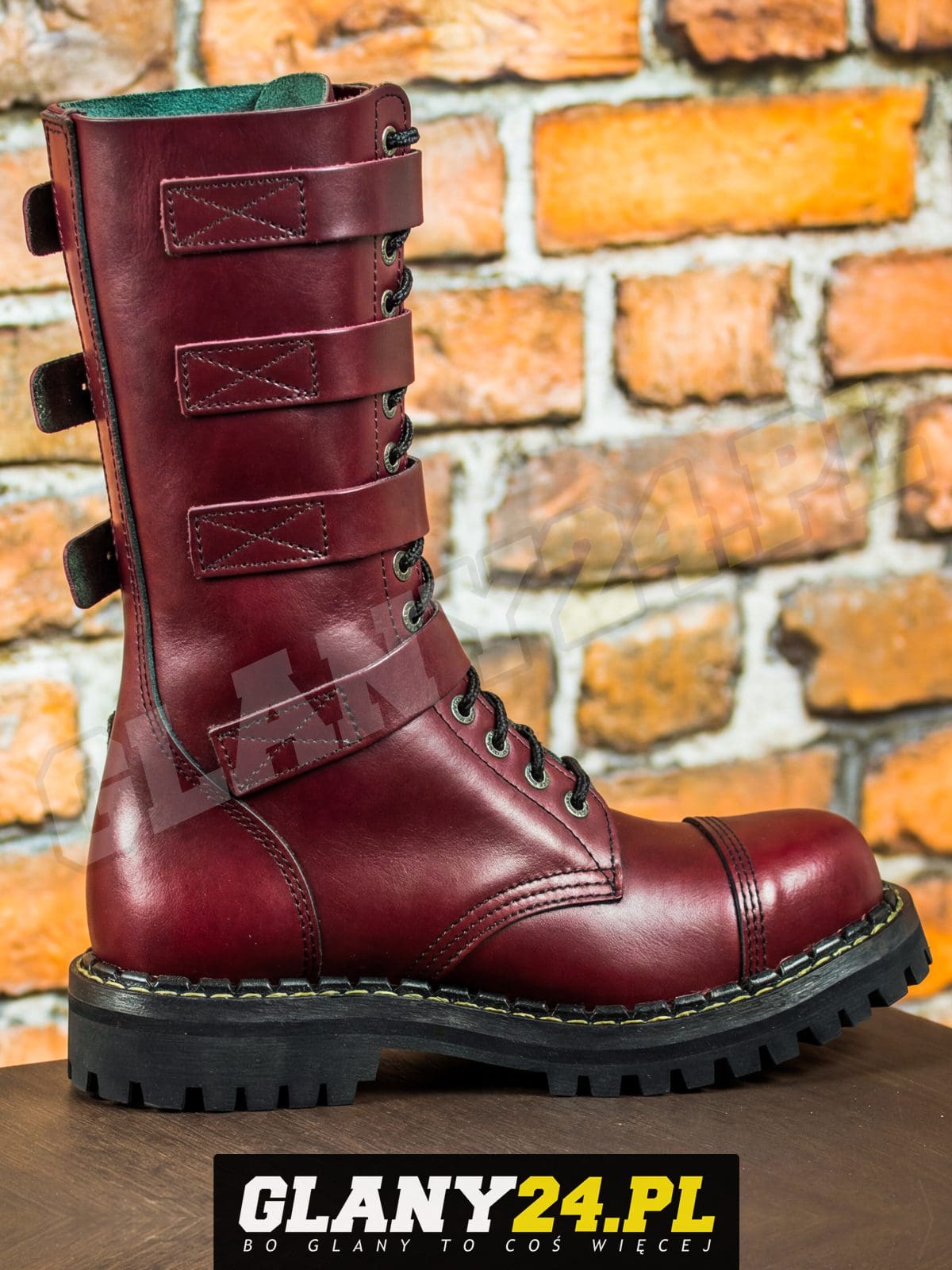 Glany 15 dziurek z 4 klamrami bordowe