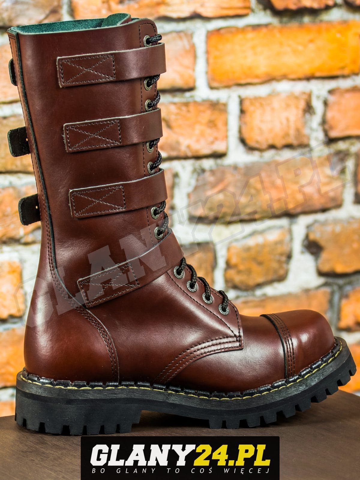 Glany 15 dziurek z 4 klamrami brązowe