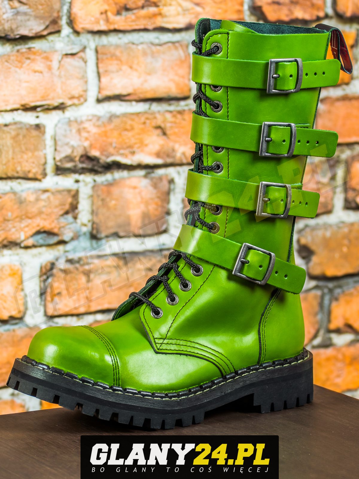 Glany 15 dziurek z 4 klamrami jasne zielone