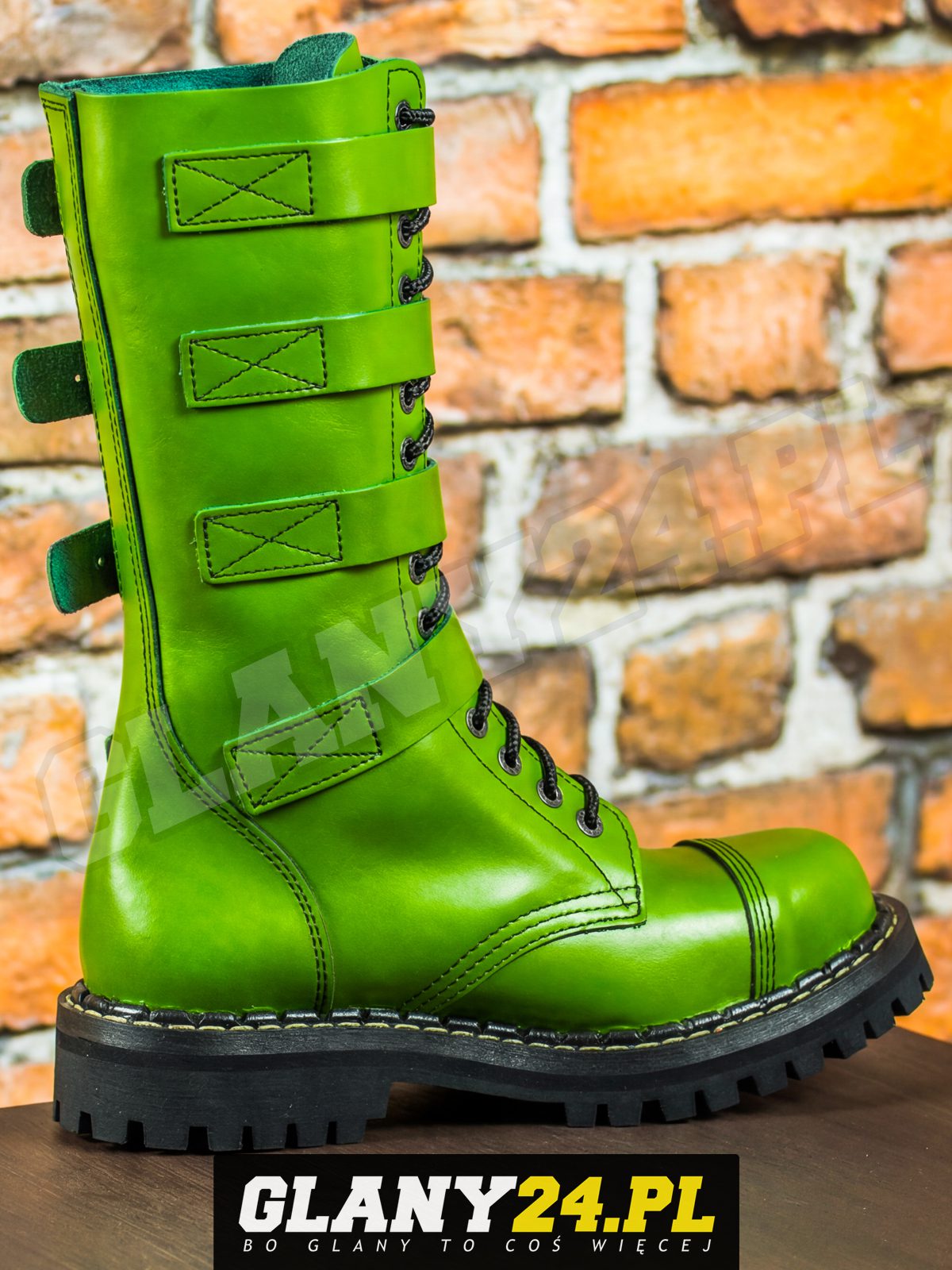 Glany 15 dziurek z 4 klamrami jasne zielone