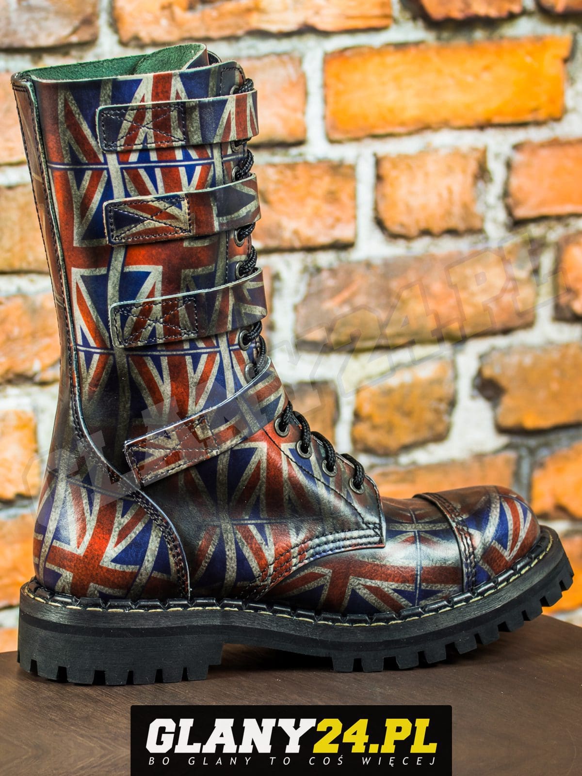 Glany 15 dziurek z 4 klamrami przecierane na flagę Wielkiej Brytanii