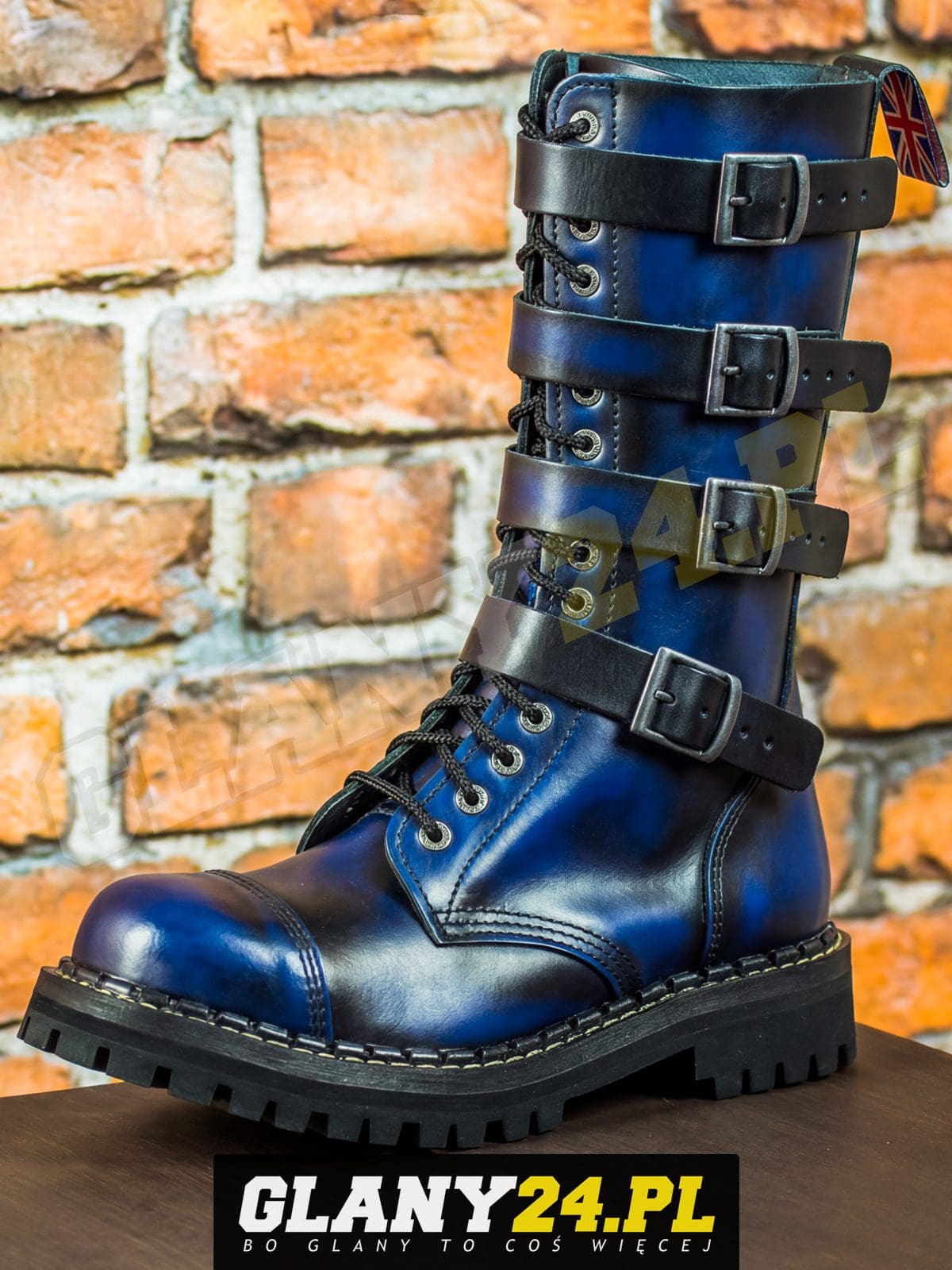 Glany 15 dziurek z 4 klamrami przecierane na niebiesko