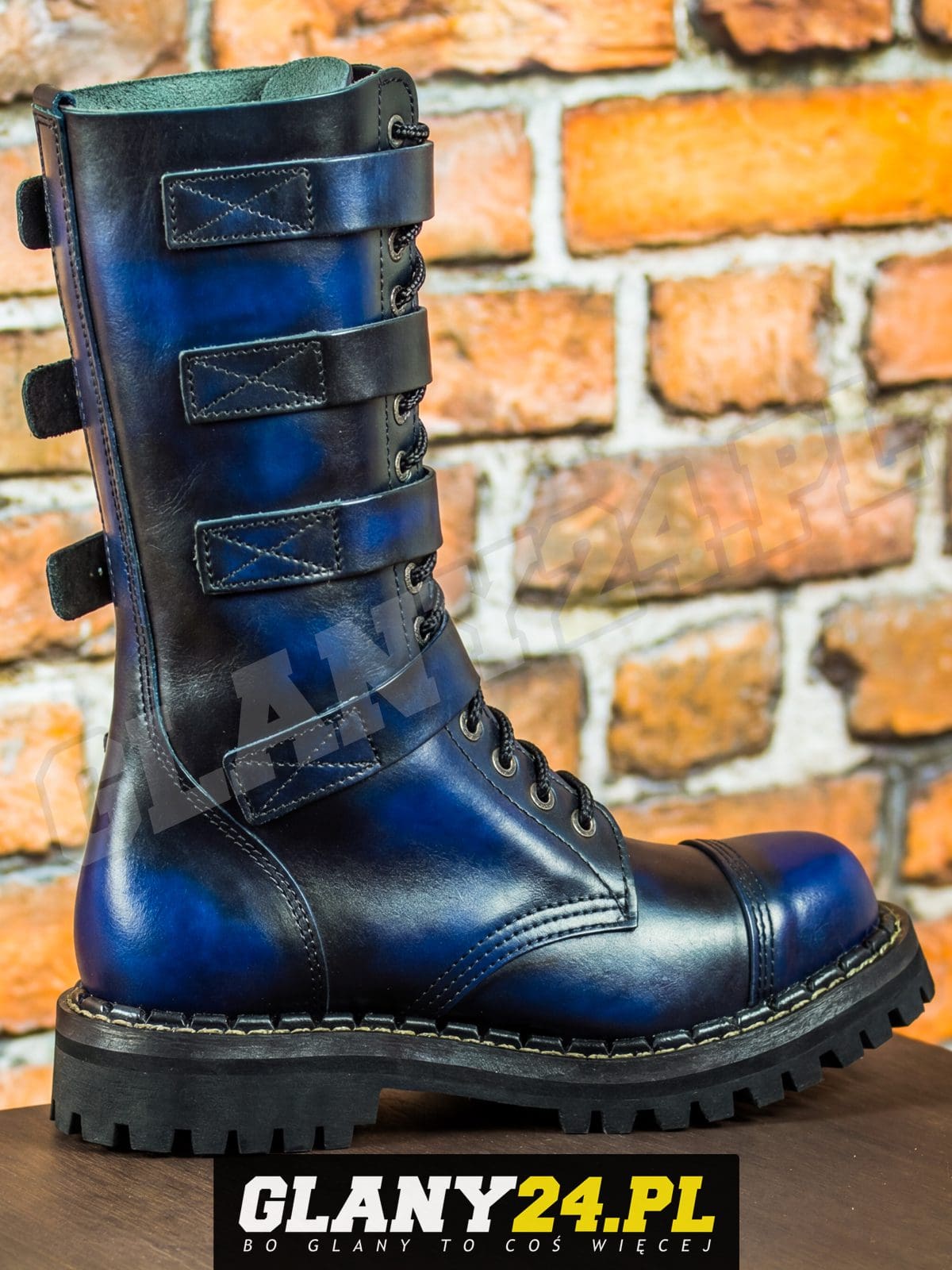 Glany 15 dziurek z 4 klamrami przecierane na niebiesko