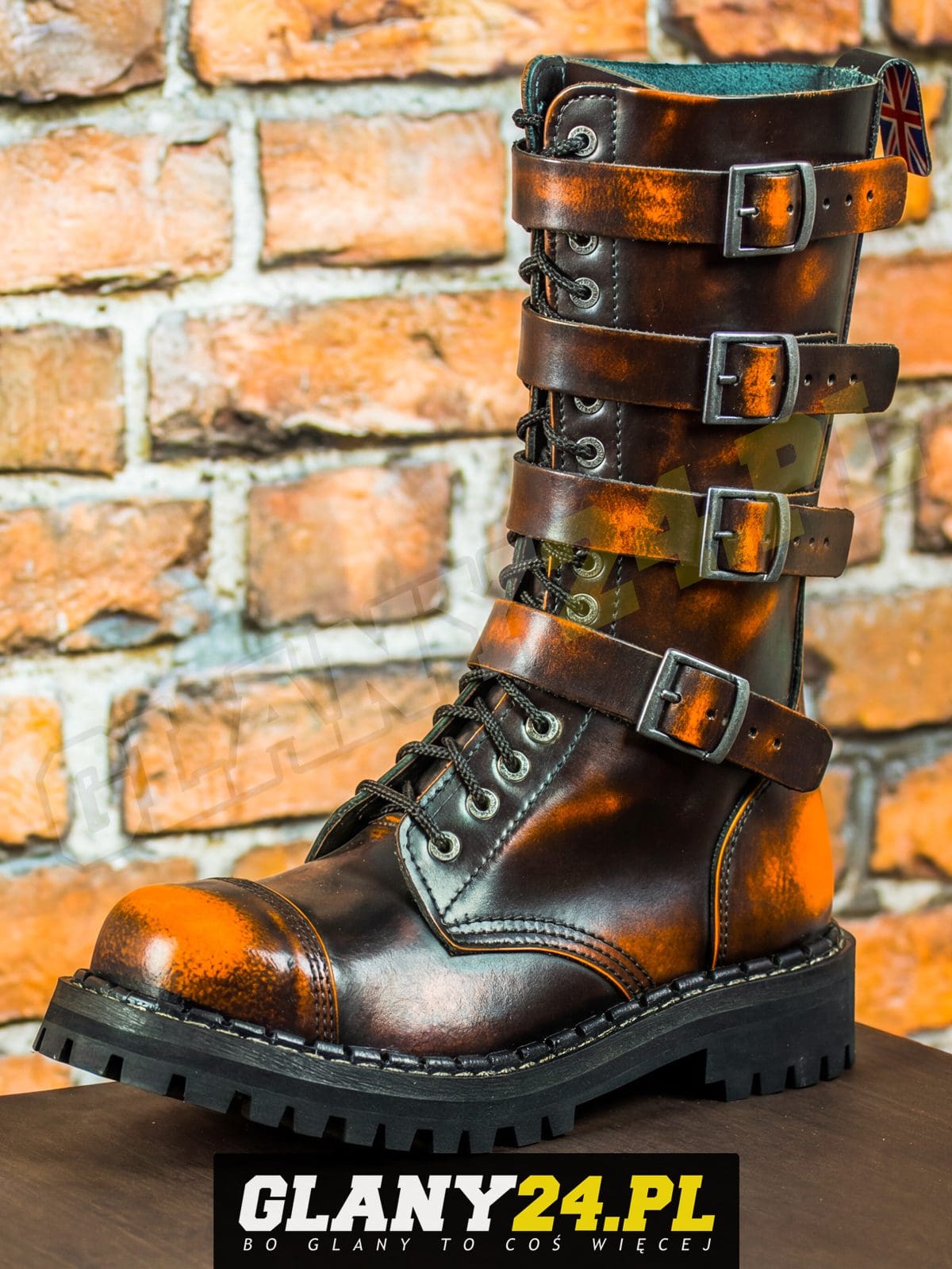 Glany 15 dziurek z 4 klamrami przecierane na pomarańczowo