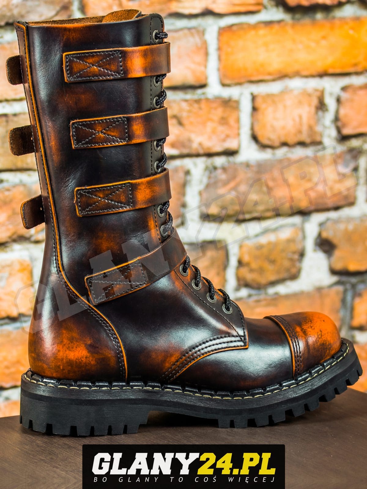 Glany 15 dziurek z 4 klamrami przecierane na pomarańczowo