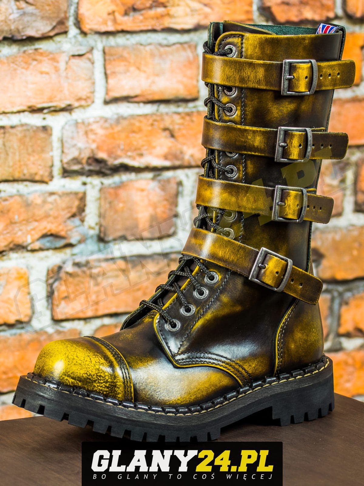 Glany 15 dziurek z 4 klamrami przecierane na żółto